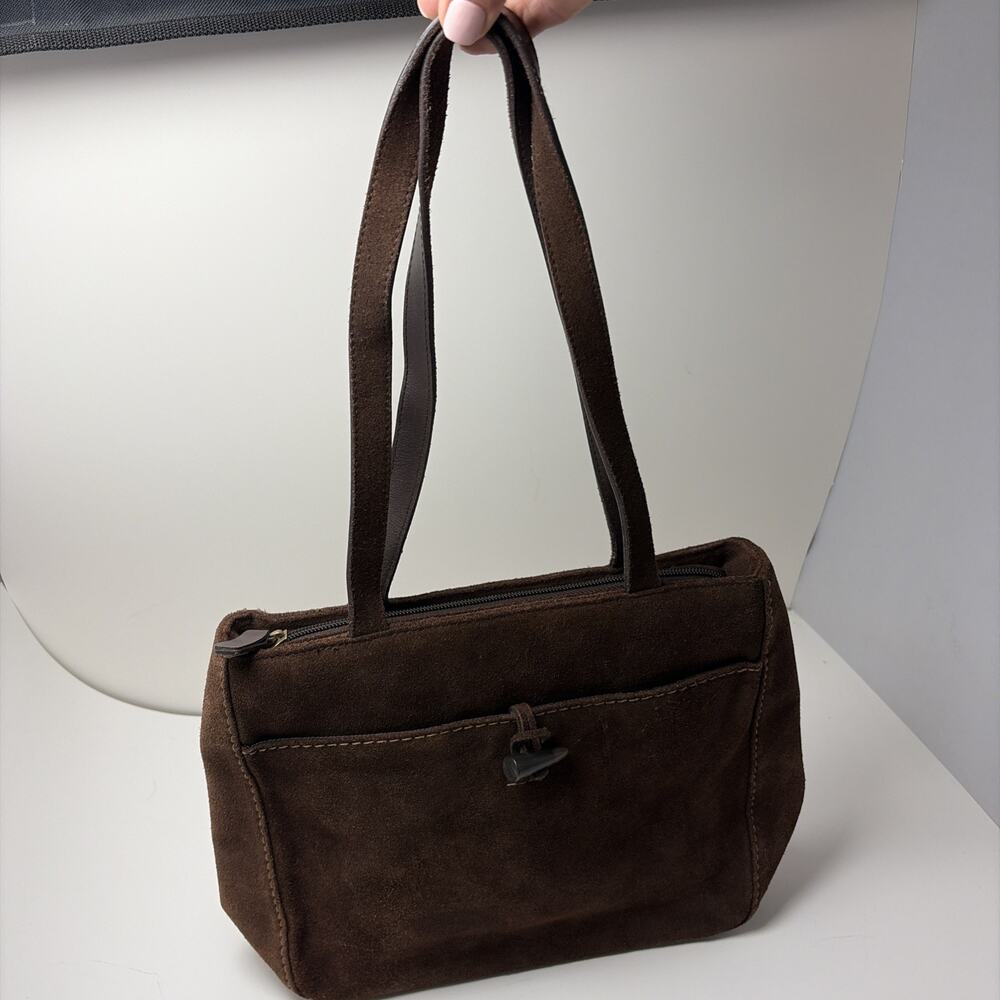 Ralph Lauren dark brown suede tote bag EUC